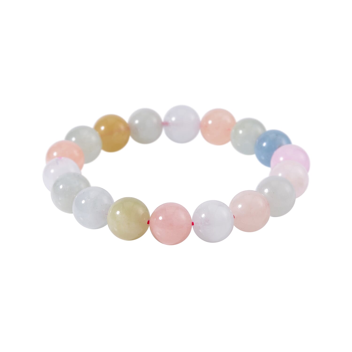 Pink Morganite, Aquamarine, Heliodor Beaded Stretch Bracelet 190.00 ctw