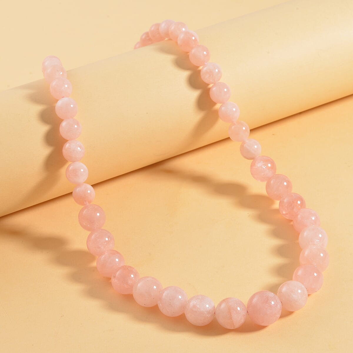 Palmeiras Pink Morganite Beaded Necklace 20 Inches in Rhodium Over Sterling Silver 450.00 ctw image number 1