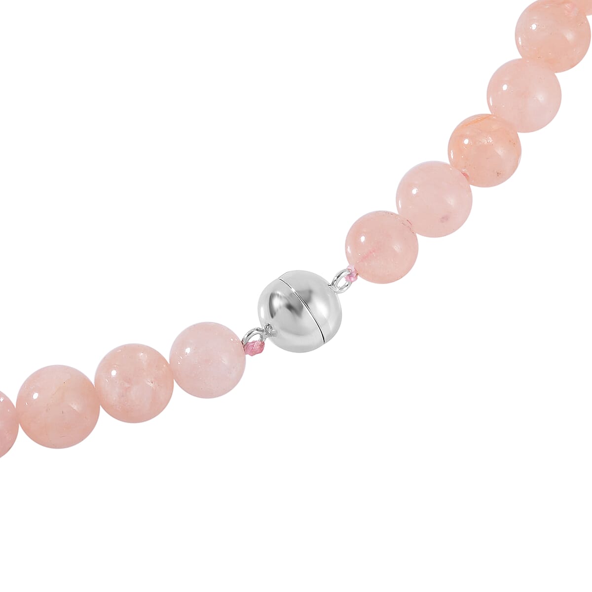 Palmeiras Pink Morganite Beaded Necklace 20 Inches in Rhodium Over Sterling Silver 450.00 ctw image number 4