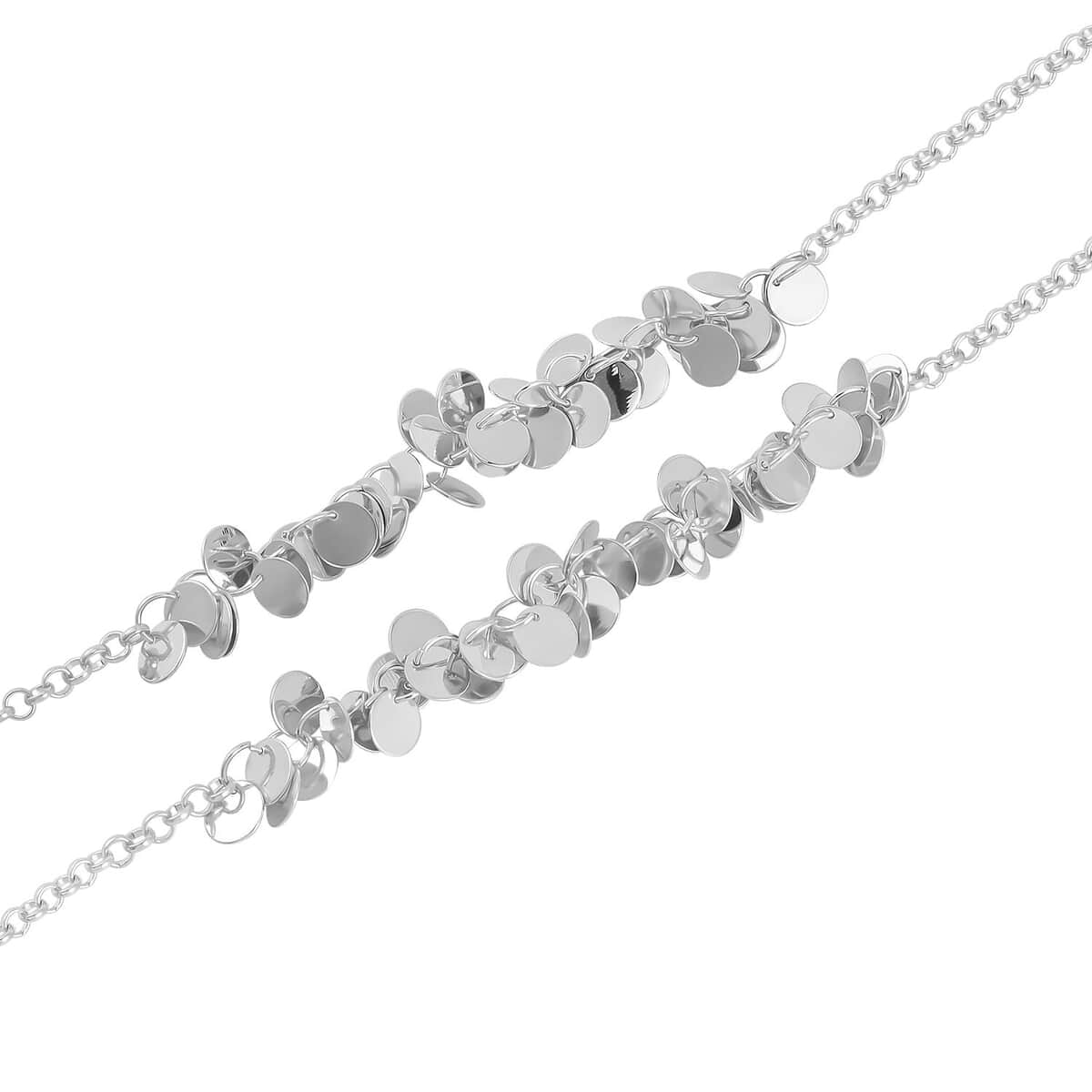 Double Strand Beaded Station Pattern Necklace 32-34 Inches in Silvertone image number 3