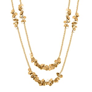 Double Strand Beaded Station Pattern Necklace in Goldtone32-34 Inches