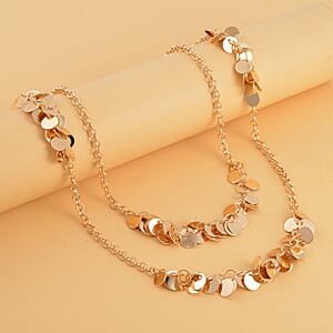 Double Strand Beaded Station Pattern Necklace in Goldtone32-34 Inches