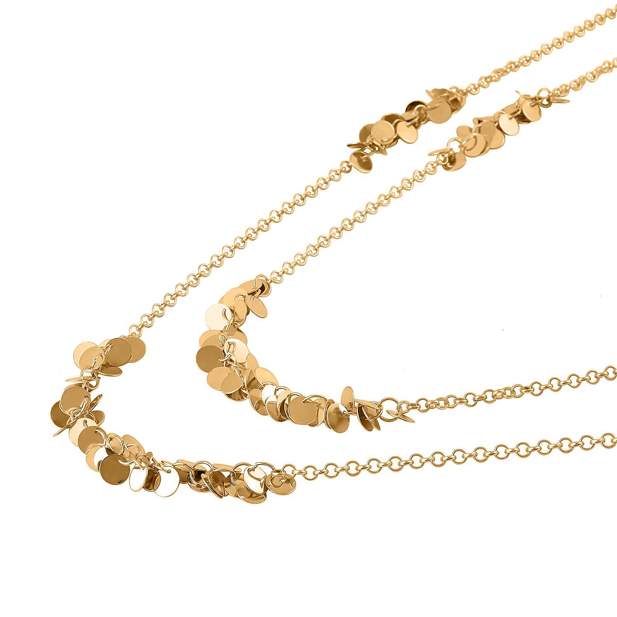 Double Strand Beaded Station Pattern Necklace in Goldtone32-34 Inches image number 2