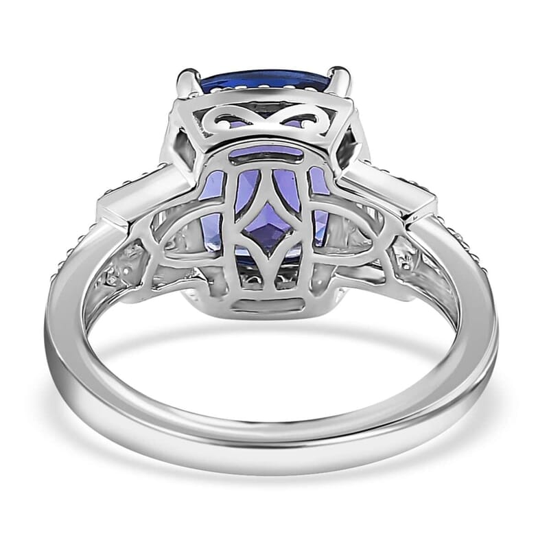 Rhapsody 950 Platinum AAAA Tanzanite and E-F VS2 Diamond Ring (Size 6.0) 5.50 Grams 4.10 ctw