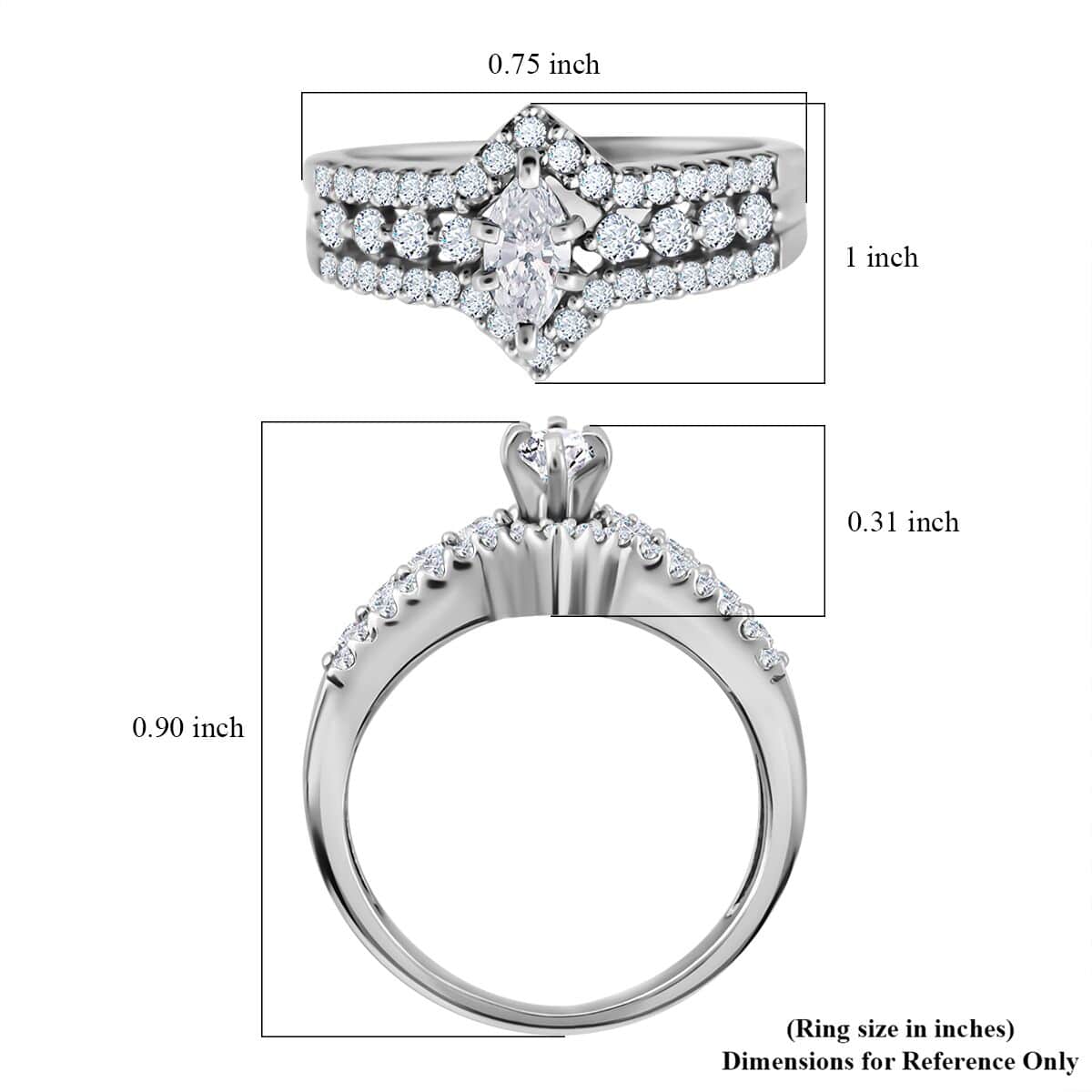 14K White Gold Diamond G-H I2 Stackable Ring 7 Grams 1.00 ctw image number 6