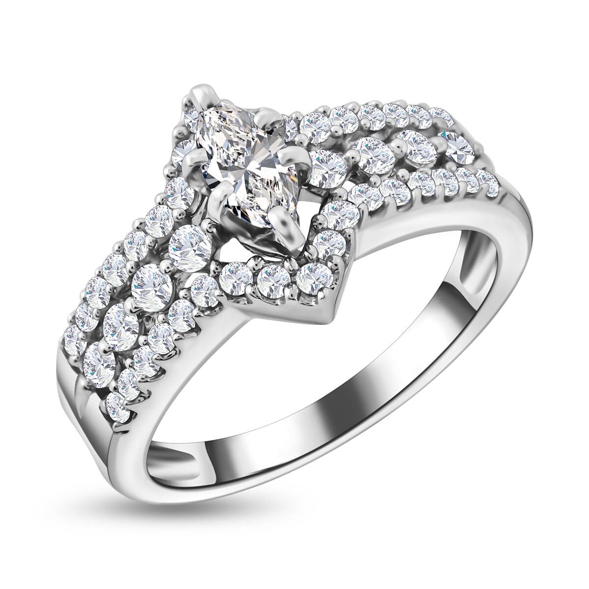 14K White Gold Diamond G-H I2 Stackable Ring (Size 11.0) 7 Grams 1.00 ctw image number 3