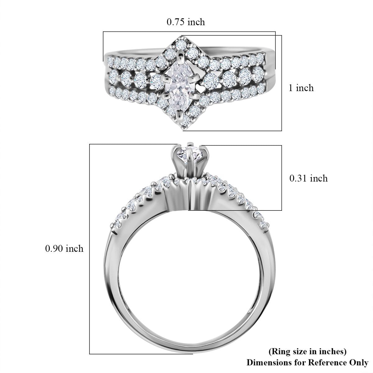 14K White Gold Diamond G-H I2 Stackable Ring (Size 11.0) 7 Grams 1.00 ctw image number 6