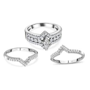 14K White Gold Diamond G-H I2 Stackable Ring (Size 8.0) 7 Grams 1.00 ctw