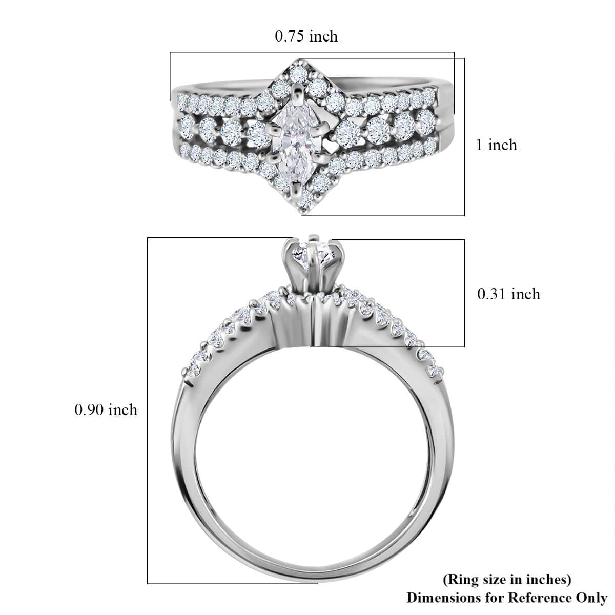 14K White Gold Diamond G-H I2 Stackable Ring (Size 8.0) 7 Grams 1.00 ctw image number 6