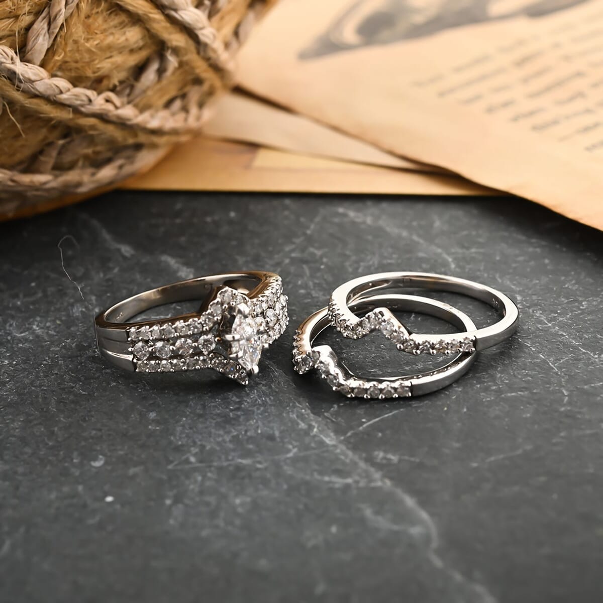 14K White Gold Diamond G-H I2 Stackable Ring, Promise Rings (Size 9.0) 7 Grams 1.00 ctw image number 1