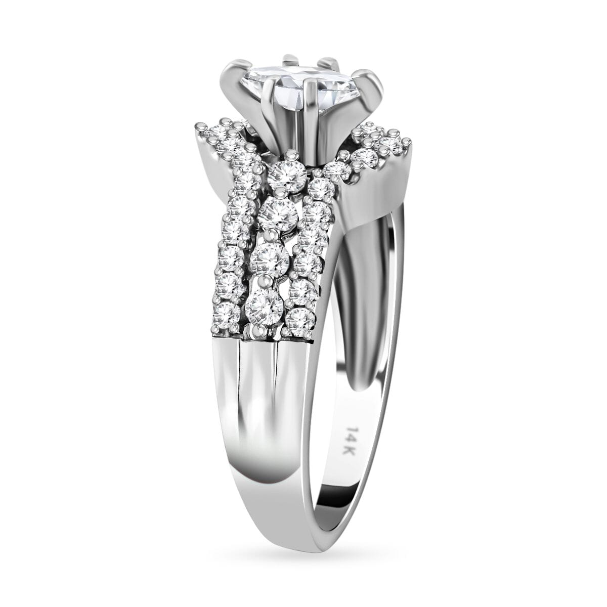 14K White Gold Diamond G-H I2 Stackable Ring, Promise Rings (Size 9.0) 7 Grams 1.00 ctw image number 4