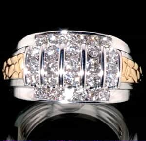 10K White Gold Diamond Men's Ring (Size 9.0) 10.90 Grams 1.50 ctw