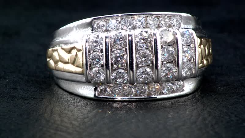 Fathers Day Deal 10K White Gold Diamond Men''s Ring (Size 9.0) (10.90 g) (Del. in 7-10 Days) 1.50 ctw