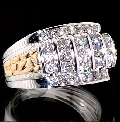 10K White Gold Diamond Men's Ring (Size 9.0) 10.90 Grams 1.50 ctw