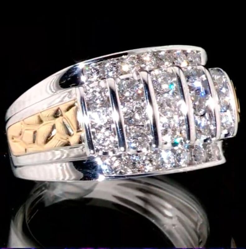 10K White Gold Diamond Men's Ring (Size 9.0) 10.90 Grams 1.50 ctw