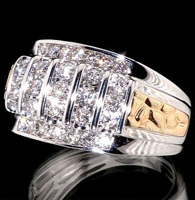10K White Gold Diamond Men's Ring (Size 9.0) 10.90 Grams 1.50 ctw
