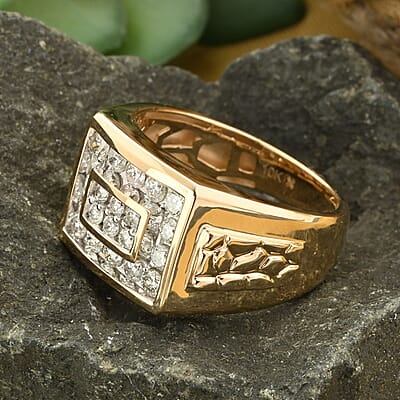 10K Yellow Gold Diamond G-H I2-I3 Men's Ring (Size 10.0) 6.50 Grams 1.00 ctw