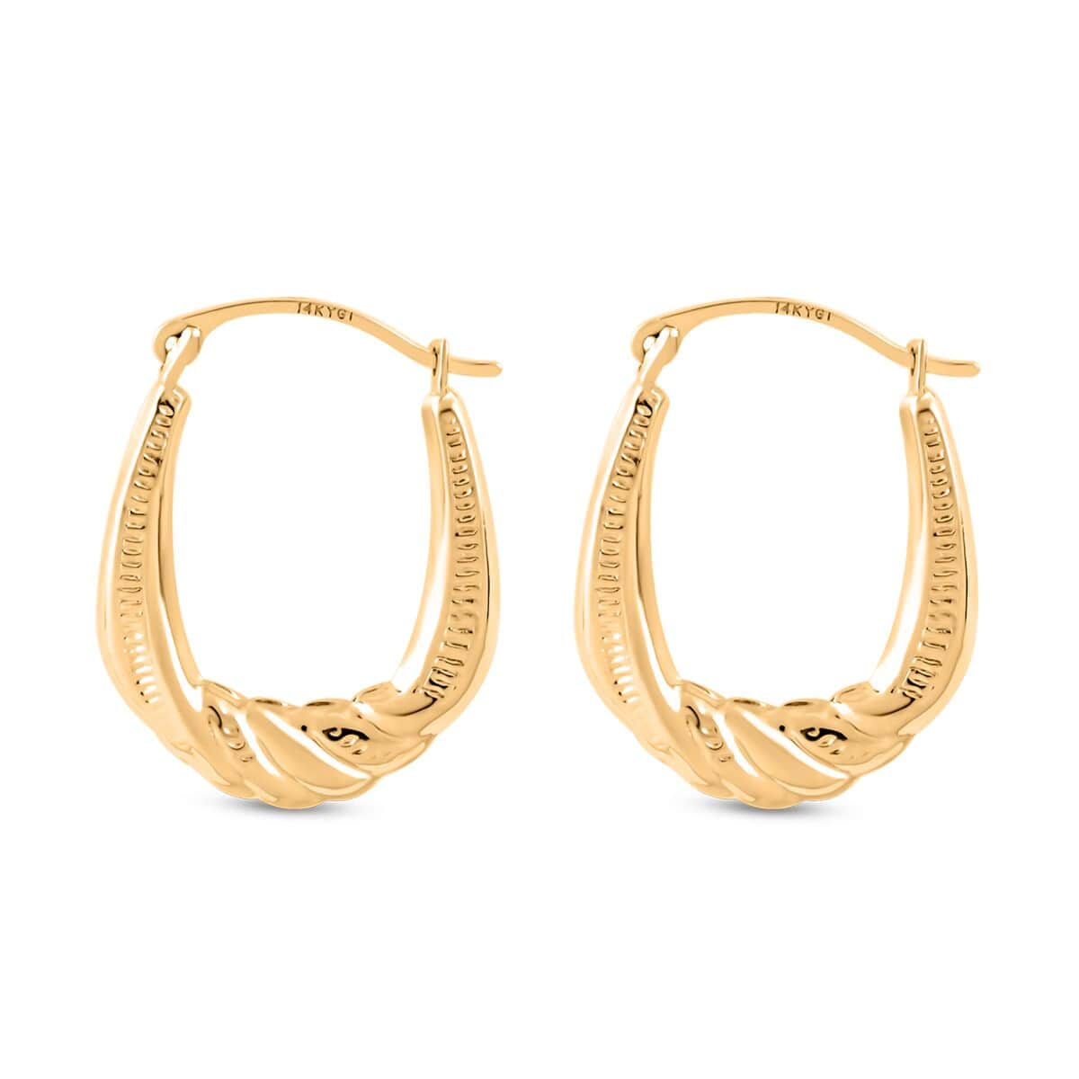 14K Yellow Gold Twisted Hoop Earrings image number 3