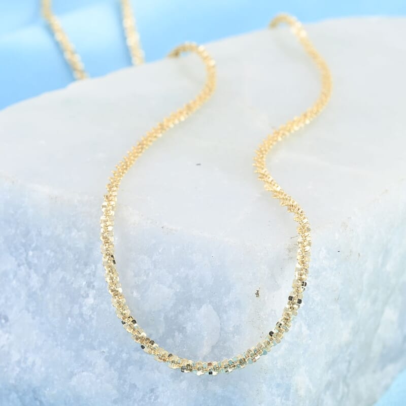 14K Yellow Gold 1.50mm Sparkle Chain Necklace 24 Inches 2.30 Grams
