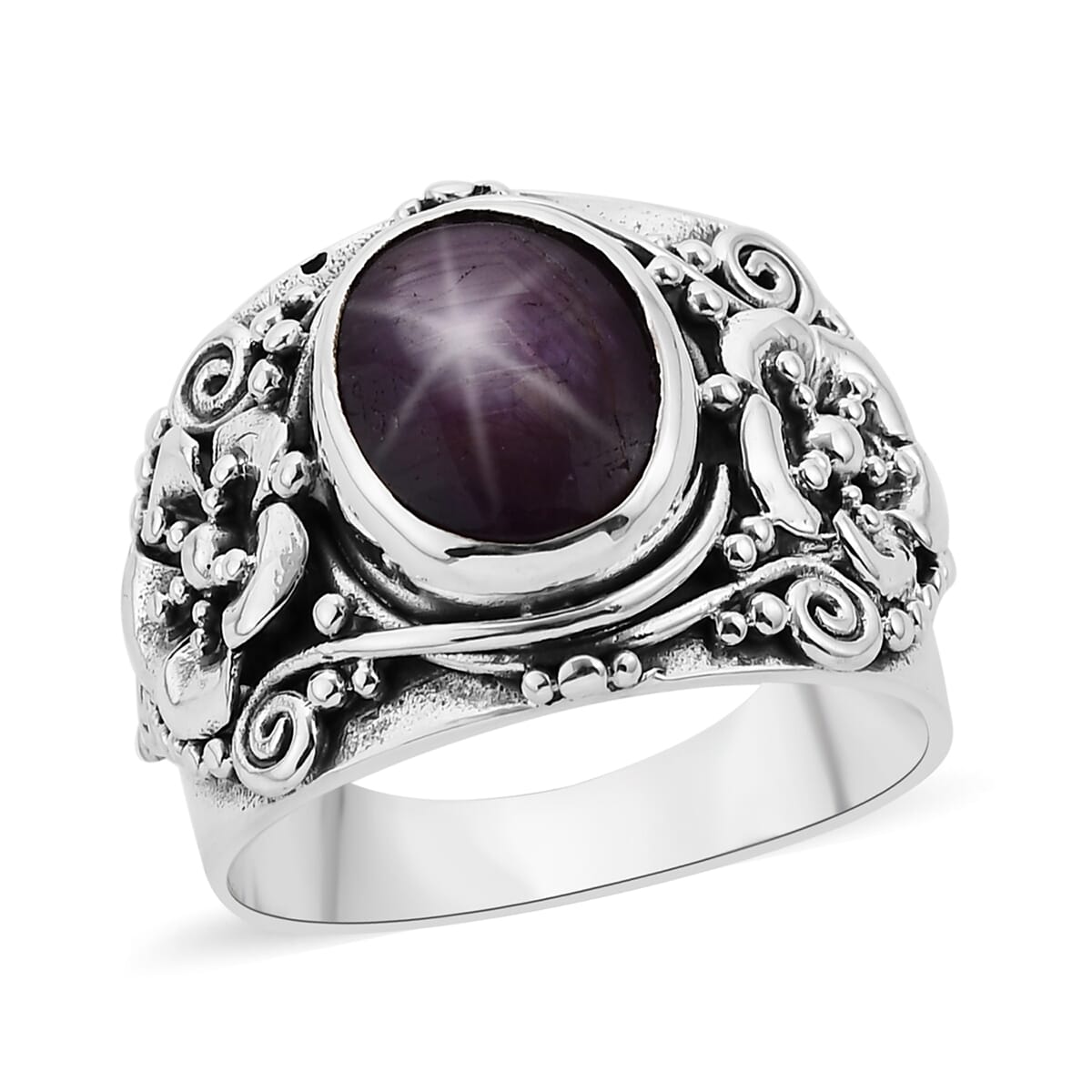 Bali Legacy Indian Star Ruby Ring in Sterling Silver (Size 8.0) 6.35 ctw image number 0