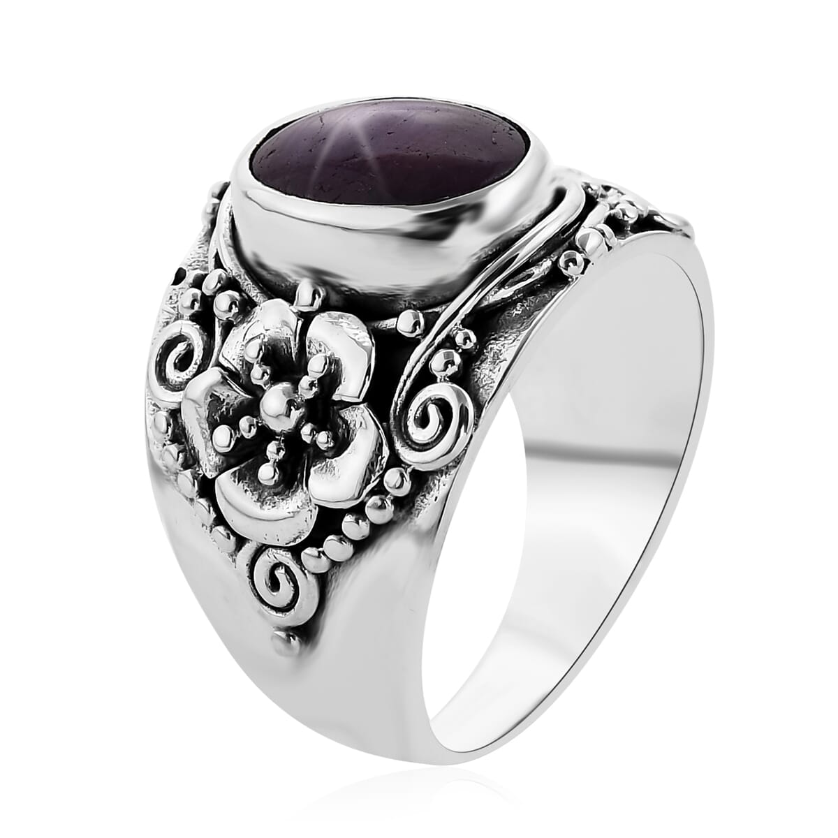 Bali Legacy Indian Star Ruby Ring in Sterling Silver (Size 8.0) 6.35 ctw image number 3
