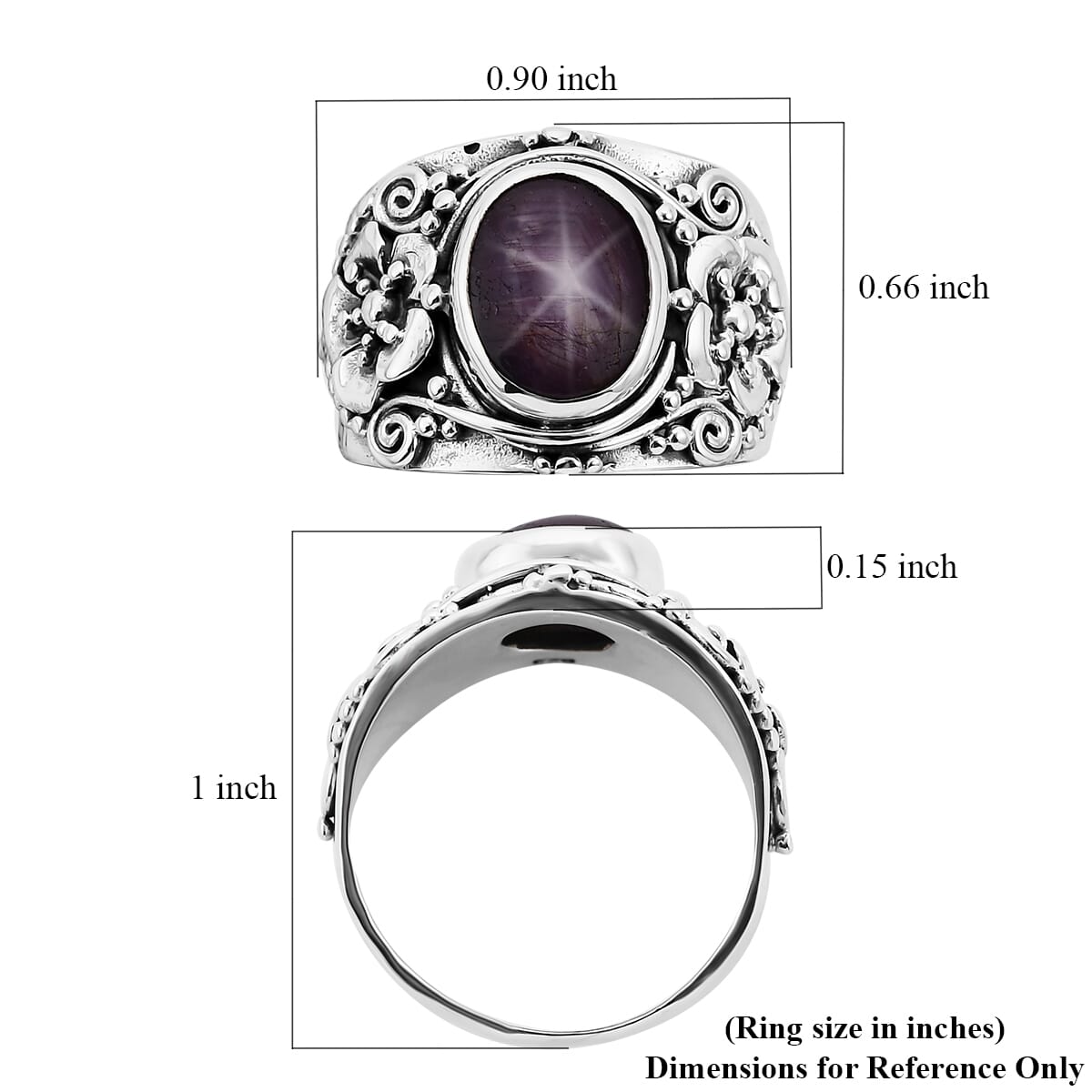 Bali Legacy Indian Star Ruby Ring in Sterling Silver (Size 8.0) 6.35 ctw image number 5