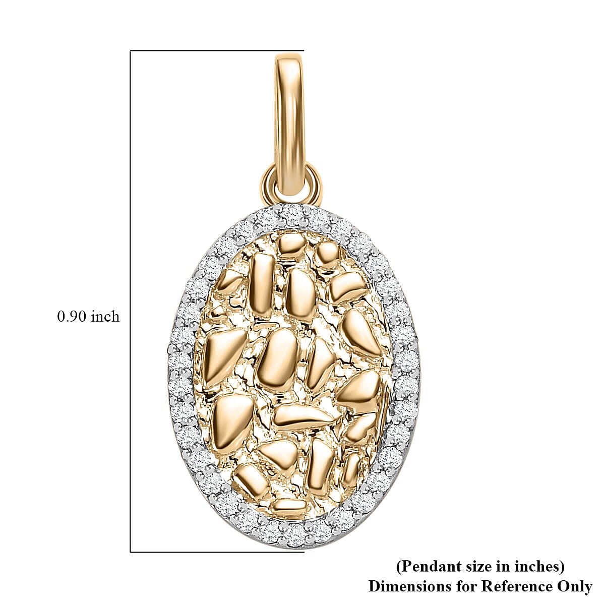 Luxoro 10K Yellow Gold Moissanite Nugget Texture Pendant 0.15 ctw