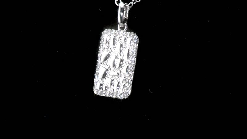 Luxoro 10K White Gold Moissanite Nugget Texture Pendant 0.20 ctw