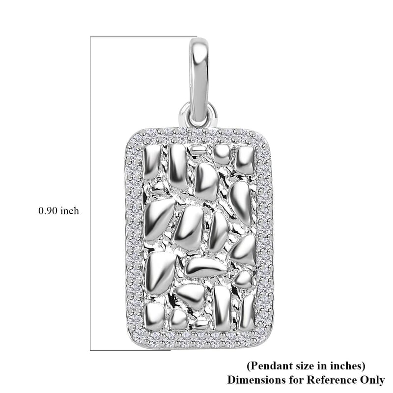 Luxoro 10K White Gold Moissanite Nugget Texture Pendant 0.20 ctw