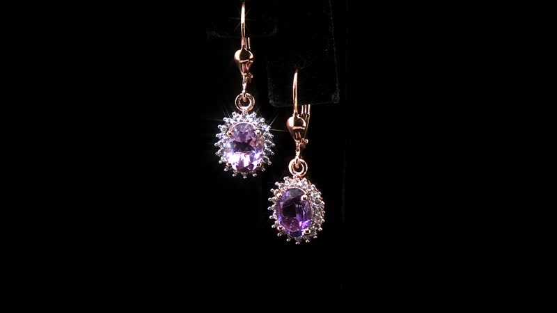 AAA Rose De France Amethyst and White Zircon Lever Back Earrings in Vermeil Rose Gold Over Sterling Silver 2.75 ctw