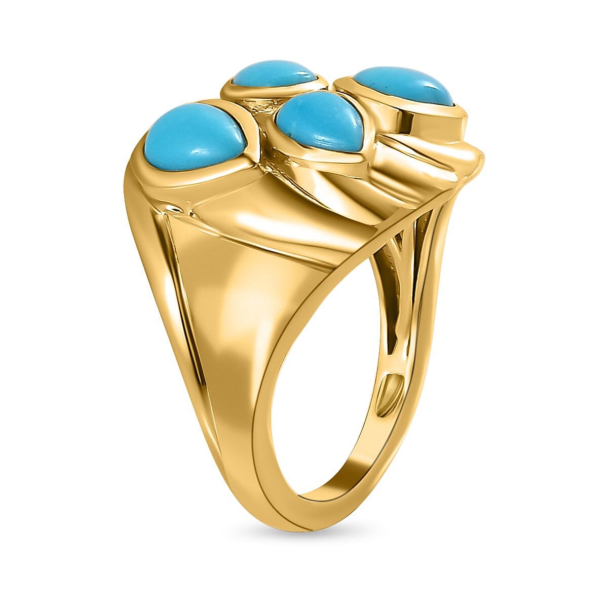 Sleeping Beauty Turquoise 2.05 ctw Fancy Ring in Vermeil Yellow Gold Over Sterling Silver (Size 6.5)