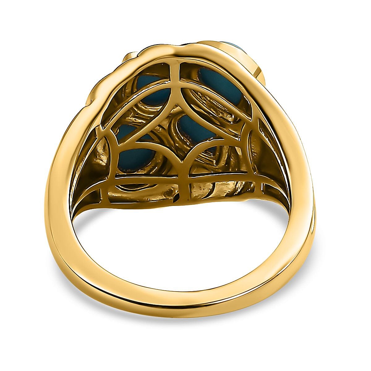 Sleeping Beauty Turquoise 2.05 ctw Fancy Ring in Vermeil Yellow Gold Over Sterling Silver (Size 6.5)