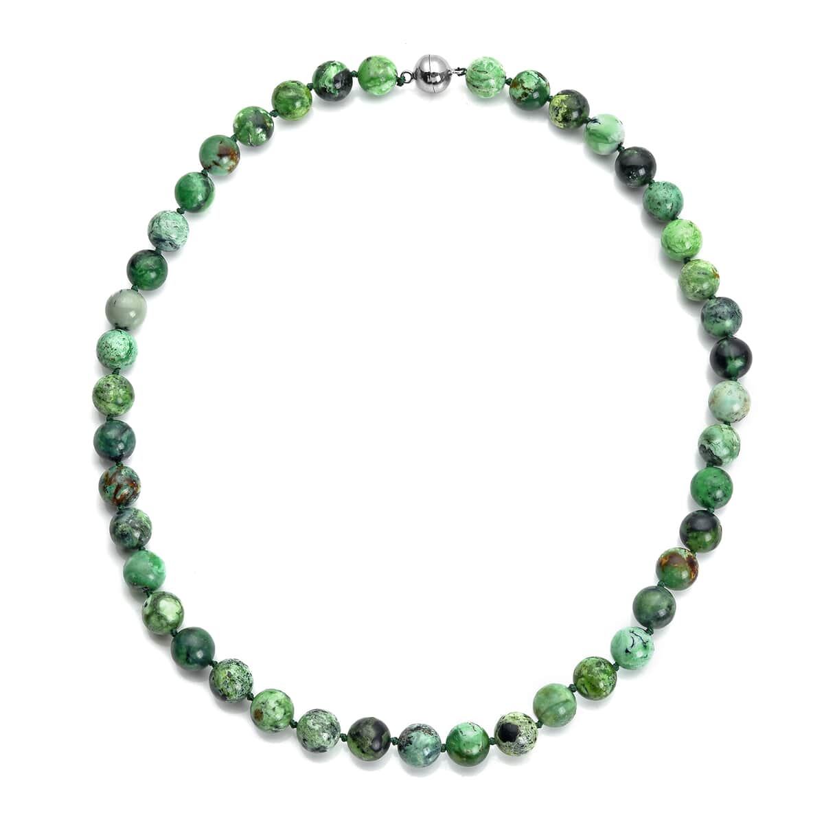 Variscite Beaded Necklace 20 Inches with Magnetic Lock in Rhodium Over Sterling Silver 295.00 ctw image number 0