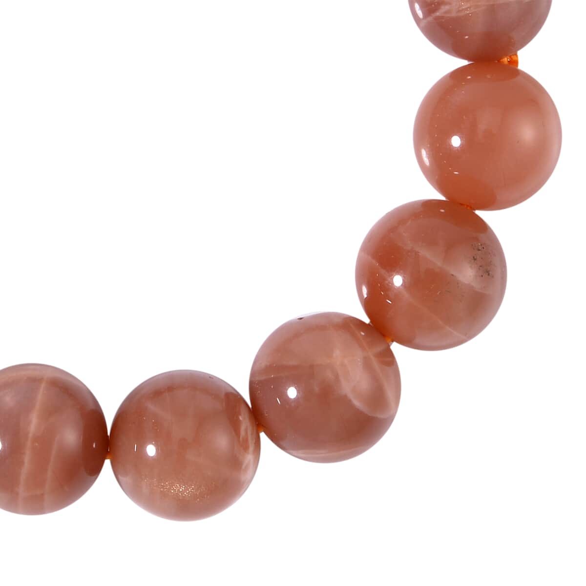 Peach Moonstone Beaded Stretch Bracelet 55.80 ctw image number 3