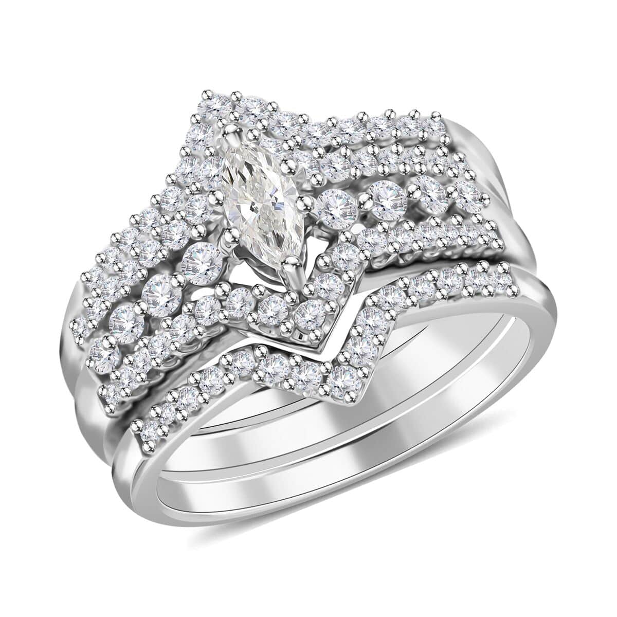 14K White Gold Diamond G-H I2 Stackable Ring (Size 7.0) 7 Grams 1.00 ctw image number 0
