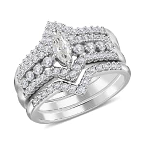 14K White Gold Diamond G-H I2 Stackable Ring (Size 7.0) 7 Grams 1.00 ctw