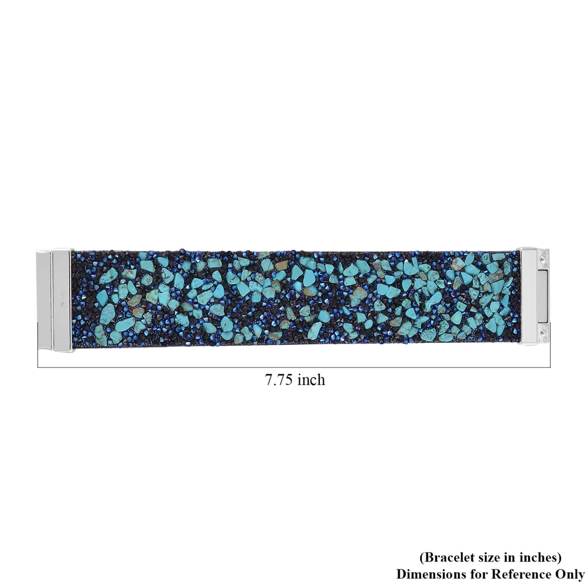 Blue Howlite and Austrian Blue Crystal Bracelet in Silvertone (7.50 In) image number 4