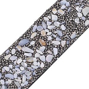 White Shell Pearl and Gray Austrian Crystal Bracelet in Silvertone (7.50 In)