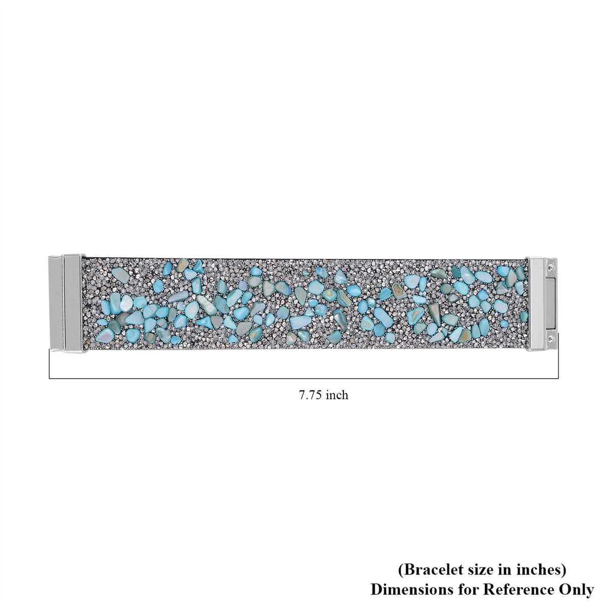 Blue Shell Pearl and Gray Austrian Crystal Bracelet in Silvertone (7.50 In) image number 4
