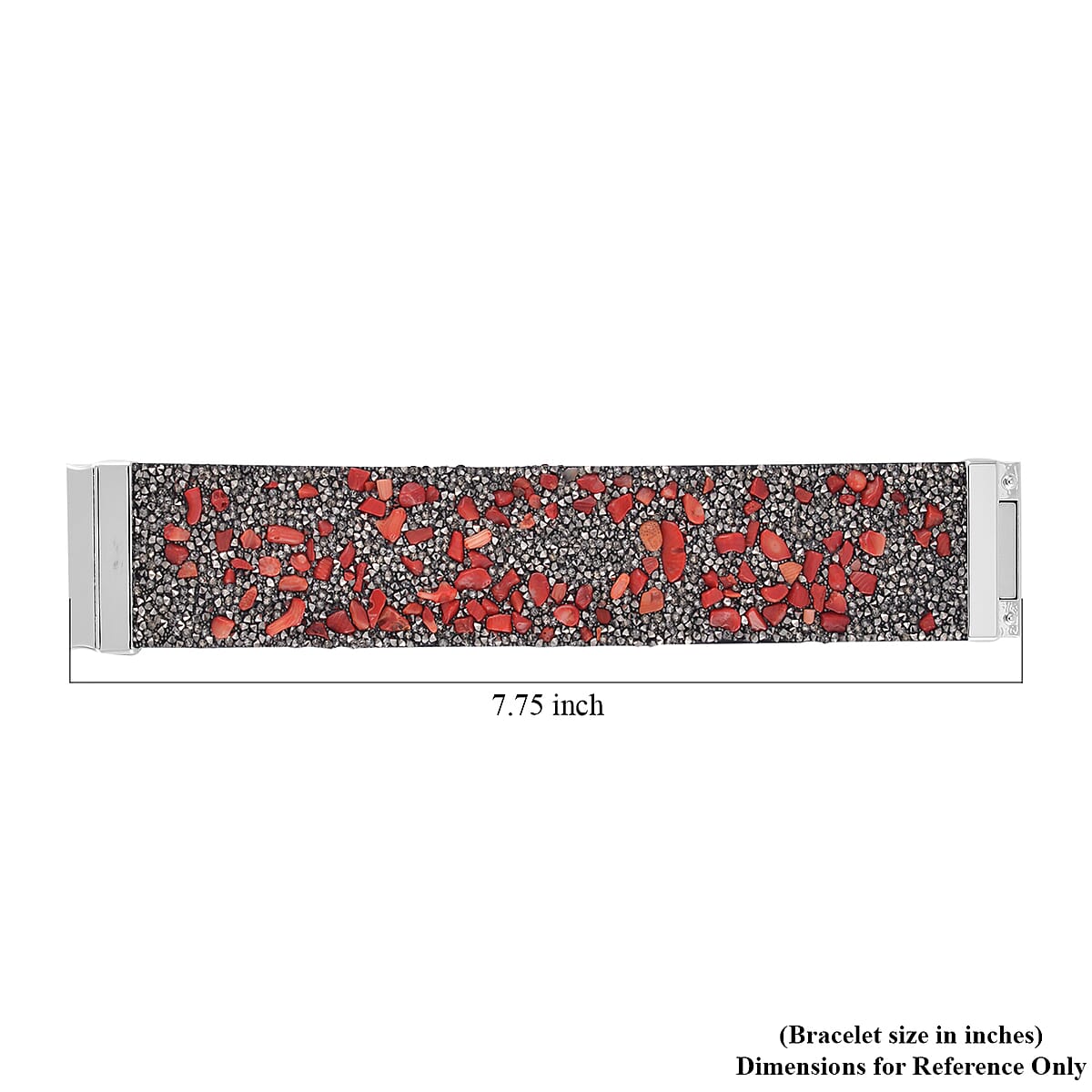 Red Shell Pearl and Gray Austrian Crystal Bracelet in Silvertone (7.50 In) image number 4