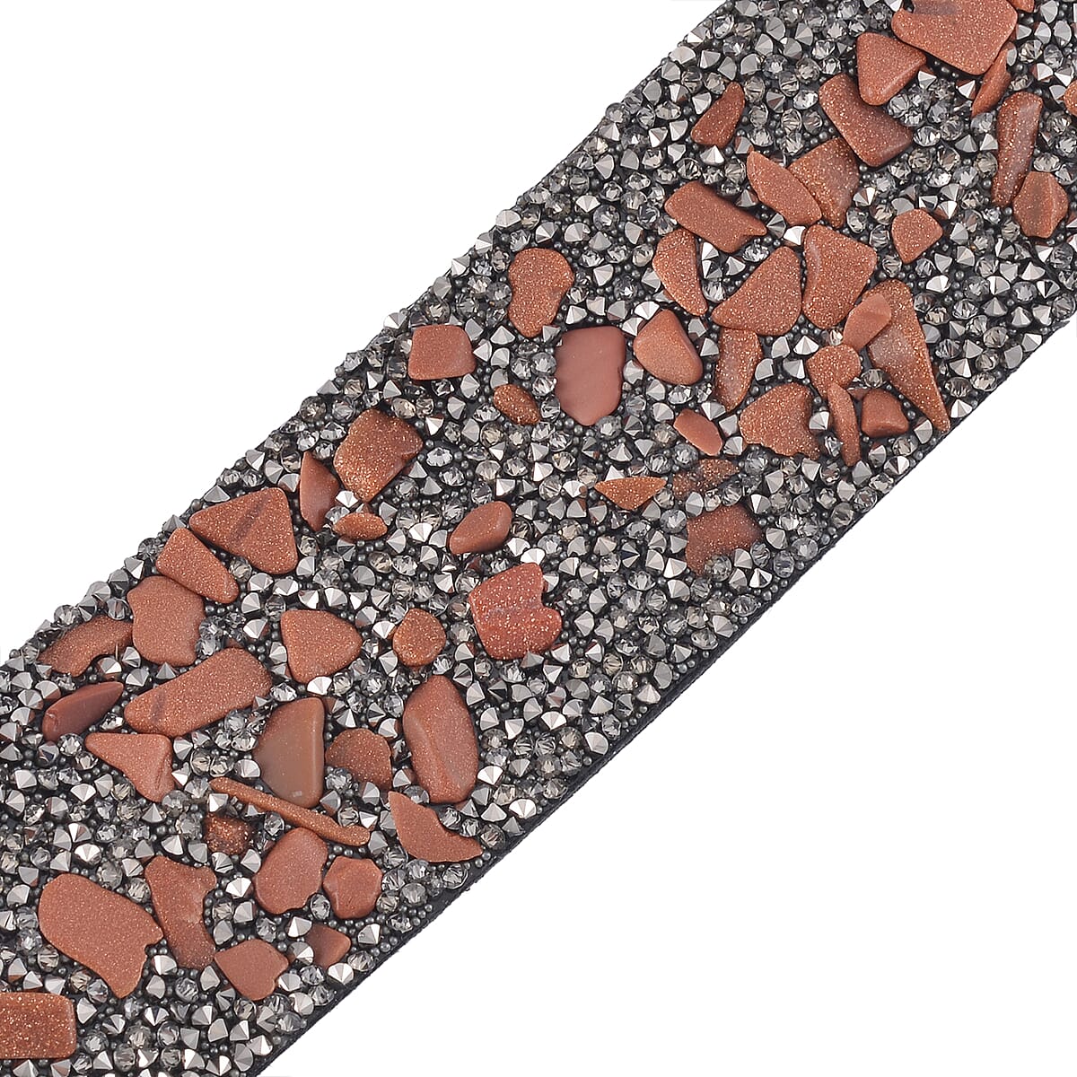 Gold Sandstone and Gray Austrian Crystal Bracelet in Silvertone (7.50 In) image number 3