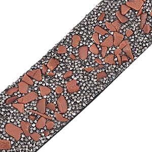 Gold Sandstone and Gray Austrian Crystal Bracelet in Silvertone (7.50 In)