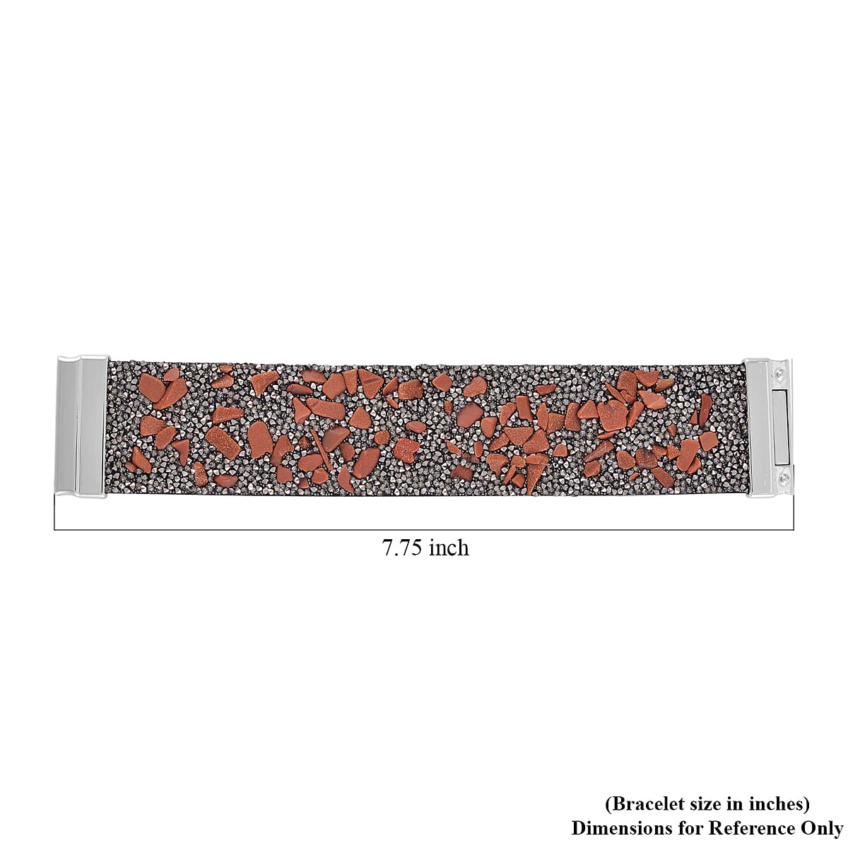 Gold Sandstone and Gray Austrian Crystal Bracelet in Silvertone (7.50 In) image number 4