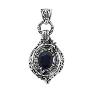 Bali Legacy Madagascar Blue Sapphire (DF) Dragonfly Pendant in Sterling Silver 6.50 ctw