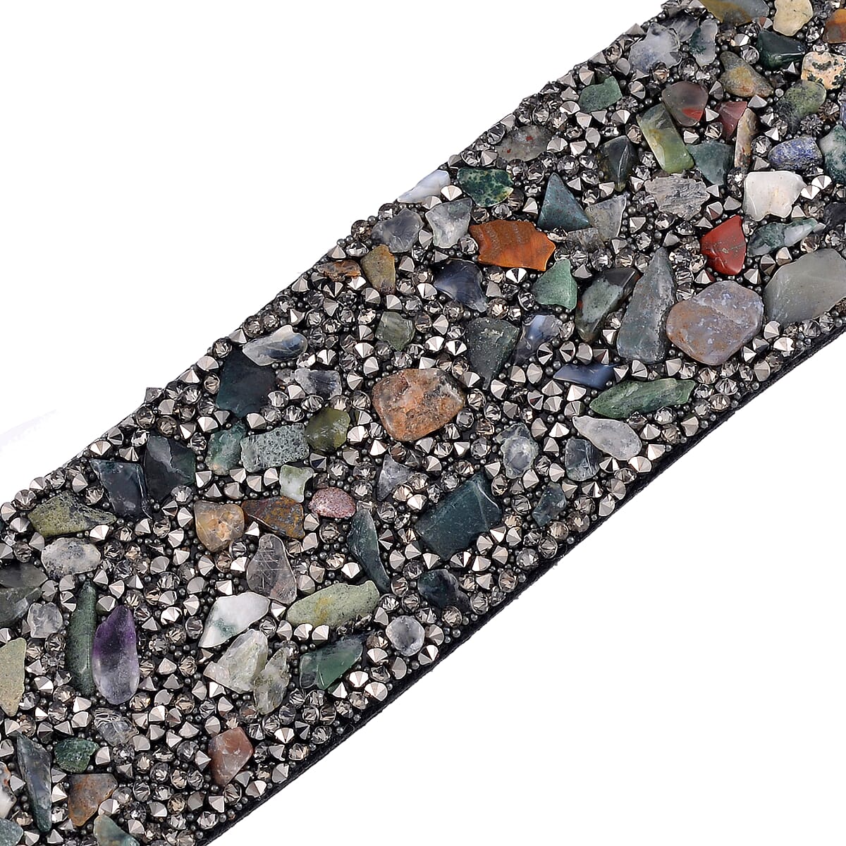 Agate and Gray Austrian Crystal Bracelet in Silvertone (7.50 In) image number 3