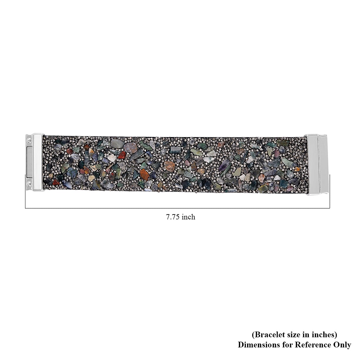 Agate and Gray Austrian Crystal Bracelet in Silvertone (7.50 In) image number 4