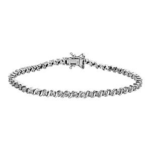White Diamond 0.25 ctw Bracelet in Platinum Over Sterling Silver (7.5 In) (12.92 g)