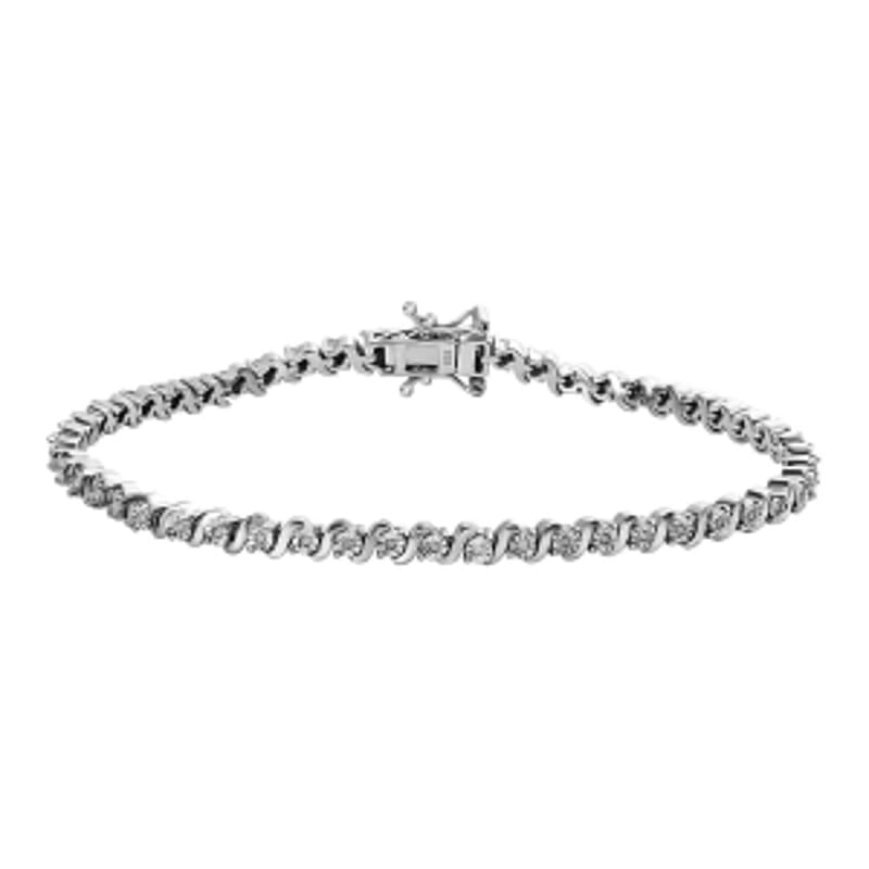 White Diamond 0.25 ctw Bracelet in Platinum Over Sterling Silver (7.5 In) (12.92 g)