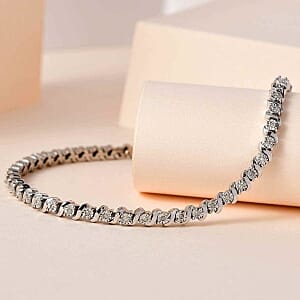 White Diamond 0.25 ctw Bracelet in Platinum Over Sterling Silver (7.5 In) (12.92 g)