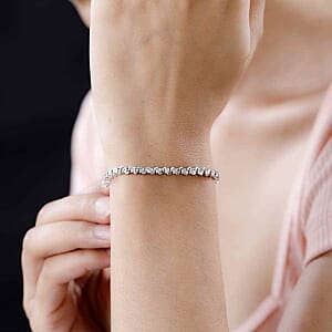 White Diamond 0.25 ctw Bracelet in Platinum Over Sterling Silver (7.5 In) (12.92 g)